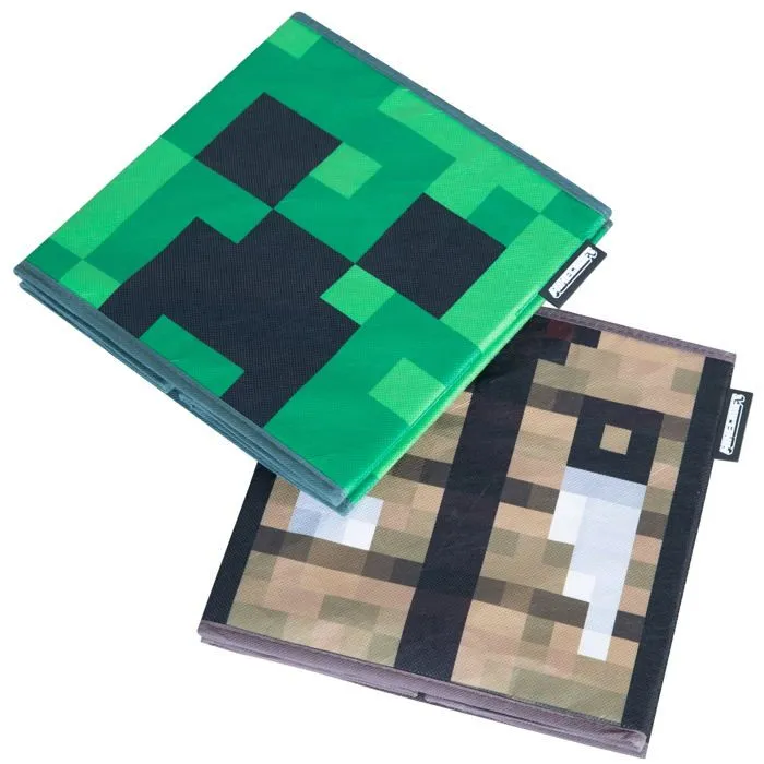 Lot de 2 Bacs de Rangement Pliables - ROBA - Minecraft – Creeper & Table de Craft – Organisation Ludique et Pratique-3