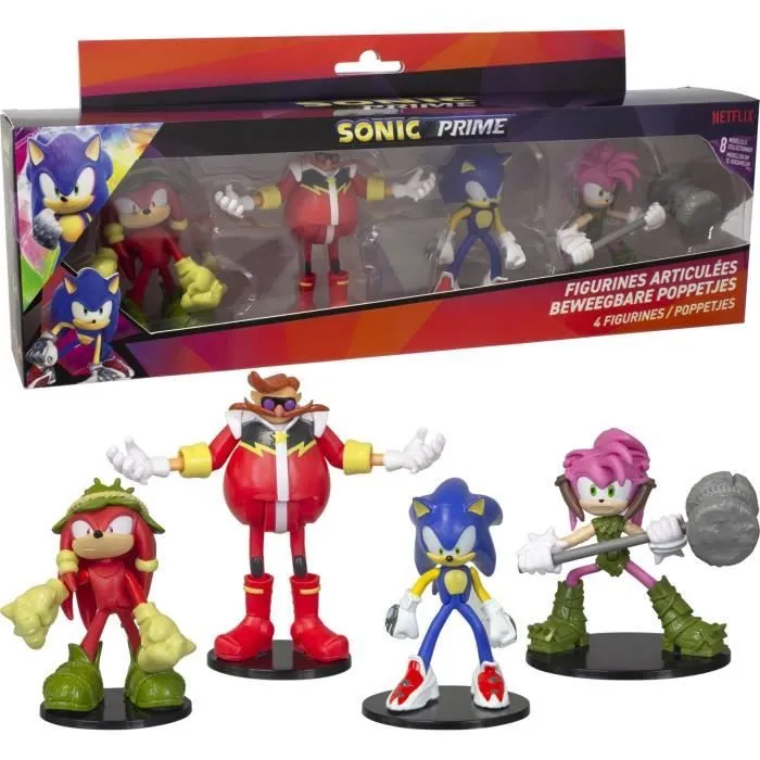 Figurines articulées SONIC - Collection de 4 personnages de 7,5 cm-1