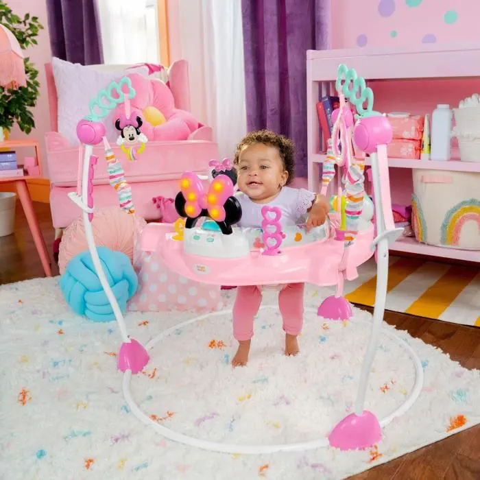 DISNEY BABY Aire d'éveil bébé multi-jouets, siège sauteur à rebonds évolutif, pivotant à 360° - Minnie - 10 jeux interactives Disney-1