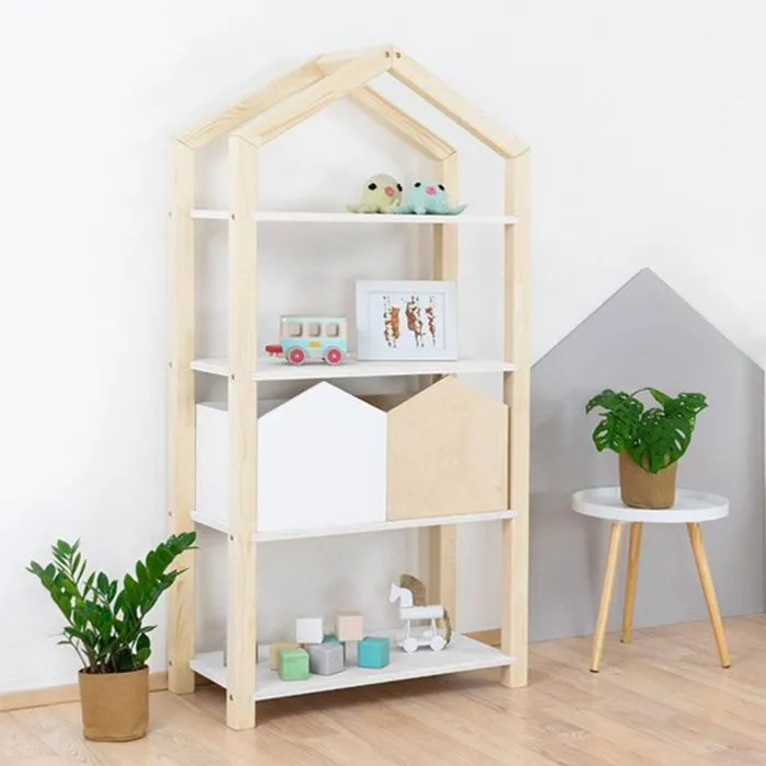 Etagère cabane TALLY - bois verni et blanc-1