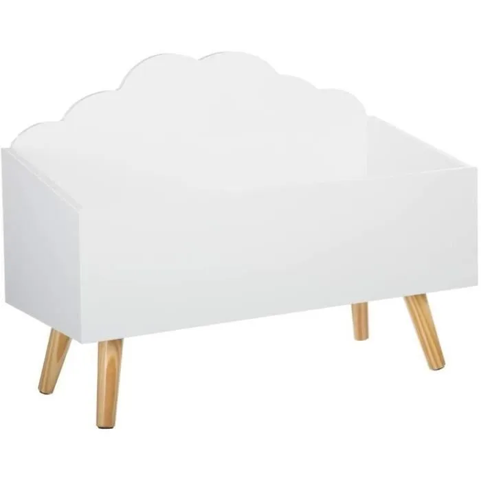 Coffre à Jouets Meuble de Rangement - Atmosphera - Forme Nuage - Coloris Blanc-0