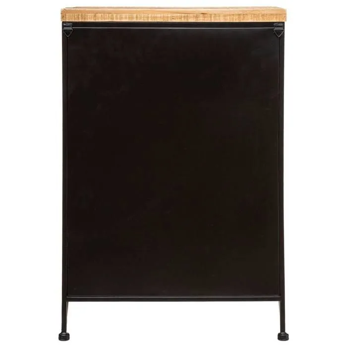 Table de Chevet - ATMOSPHERA - 1 Tiroir - 2 étagères - Métal noir - Bois - H 18 cm-4