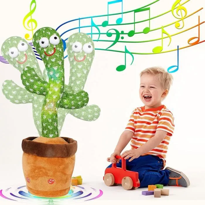 Jouet en Peluche Cactus Qui Danse - KAWAII - Mixte - Vert et marron - 3 ans et plus-0