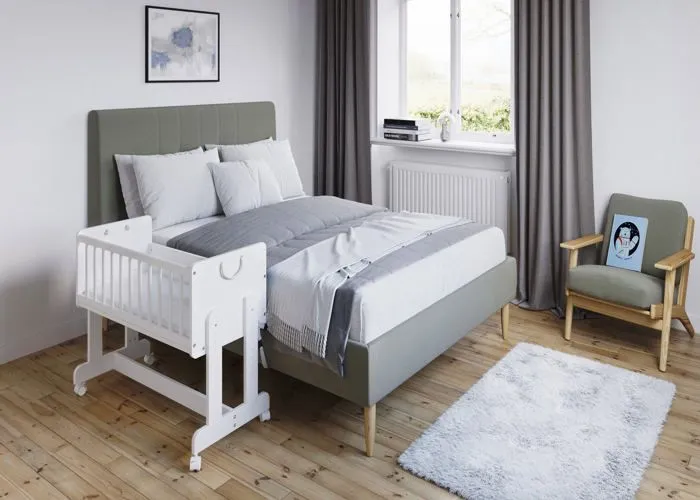 Multifonctionnel 6 en 1 Lit bébé cododo avec Matelas, roulettes 90x40cm Possibilité de Le Transformer en Coffre à Jouets, en Table-1