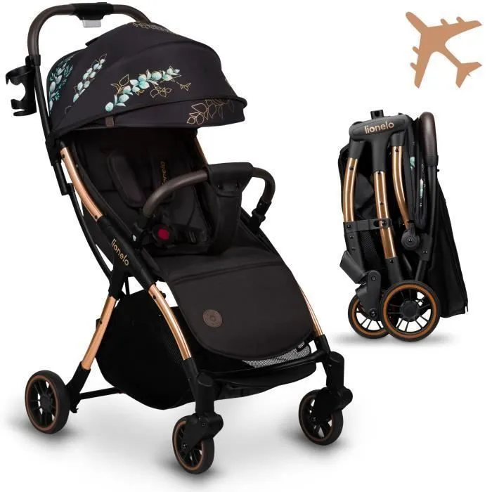 Poussette canne compacte LIONELO Julie One - Jusuq'à 22 Kg - Légère & pliable - Accessoires - Noir/Rose Gold-0