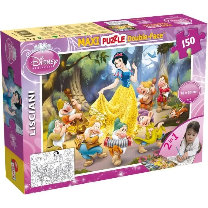 Puzzle double face Disney Snow White - LISCIANI GIOCHI - 150 pièces - Pour dessiner et colorier-0