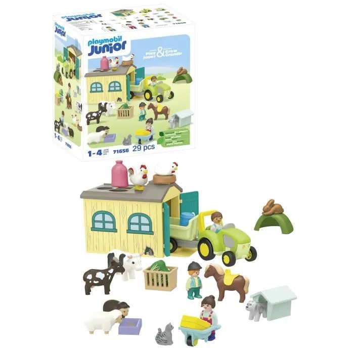 PLAYMOBIL Junior 71656 Ferme tracteur et animaux, personnages, Pour bébé et enfant, Dès 18 mois-6