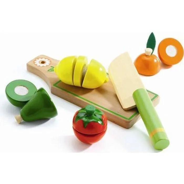 DJECO - Fruits et légumes en bois à couper-0