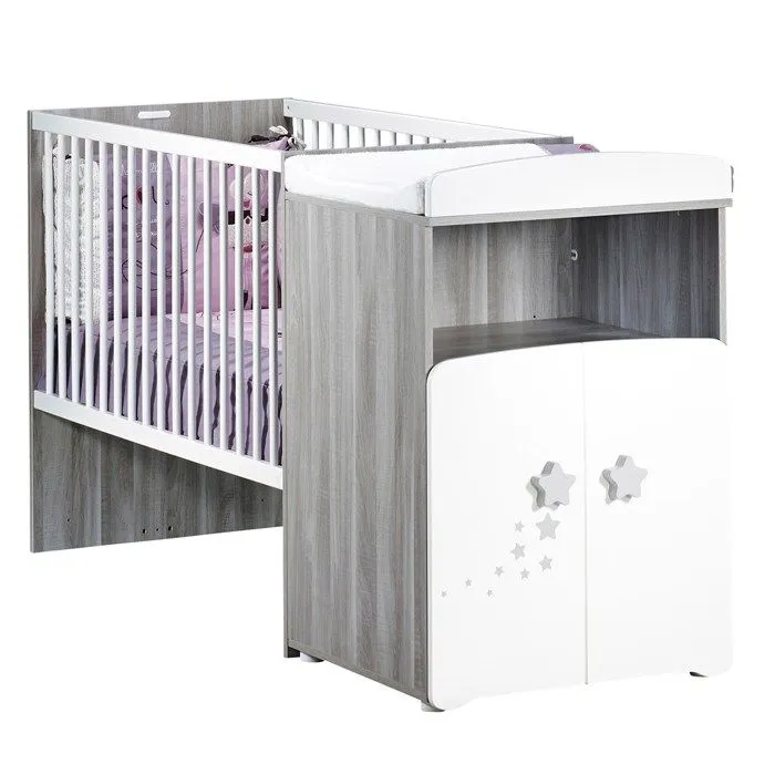 Lit combiné - 120x60cm - Evolutif en 90x190cm - Babyprice Nao - En bois-1