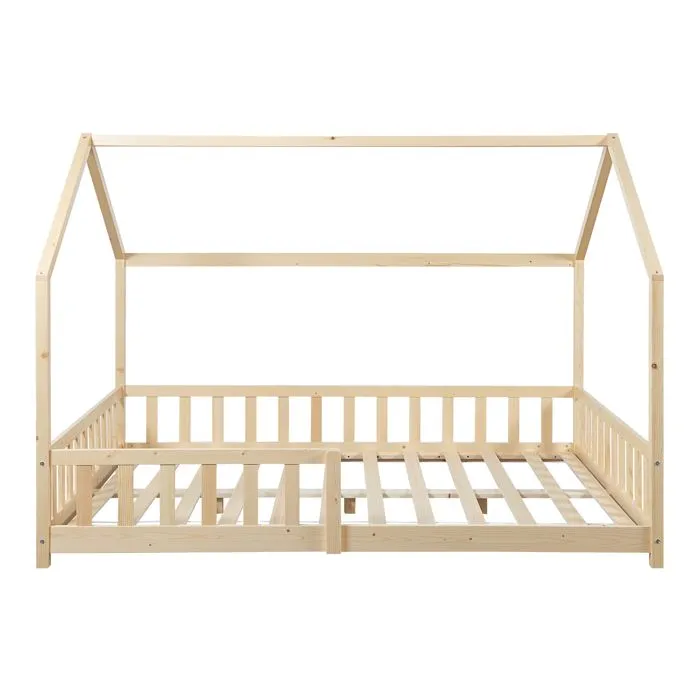 Lit cabane Hesel pour enfants bois de pin 140 x 200 cm naturel-4