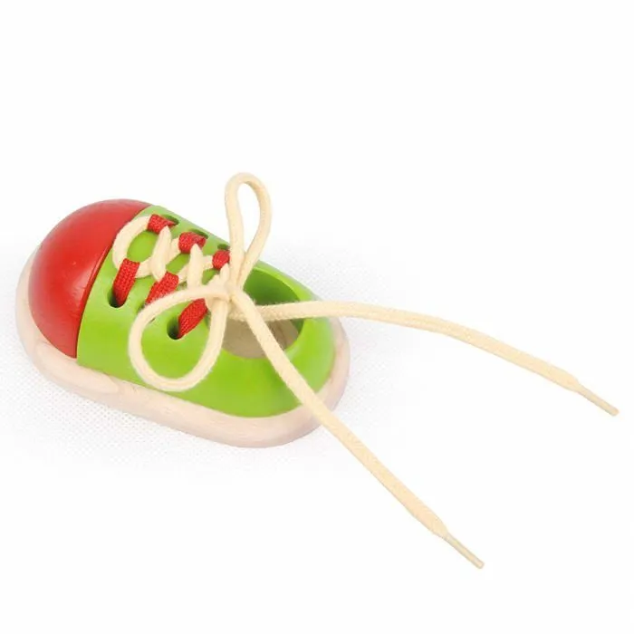Jeu éducatif - Plan Toys - Chaussure à lacer en bois - Mixte - Vert - A partir de 36 mois-2