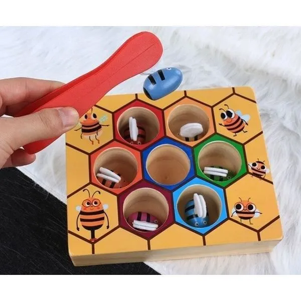 Ruche d'abeilles à associer pince classement couleurs jeu montessori-2