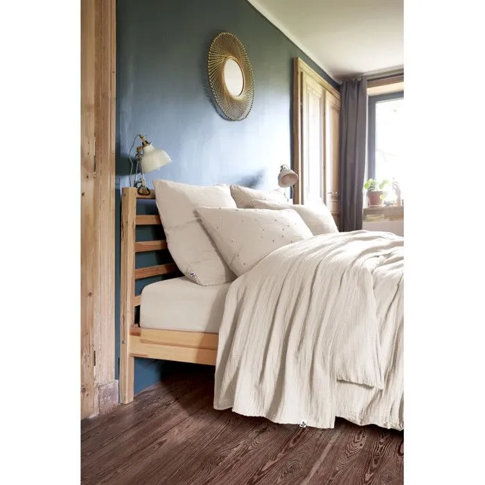Parure de draps 5 pièces 1 Drap plat 270 x 300 + 1 Drap housse 180 x 200 + 2 Taies 60 x 60 + 1 Taie de Traversin Gaïa Pampa-0