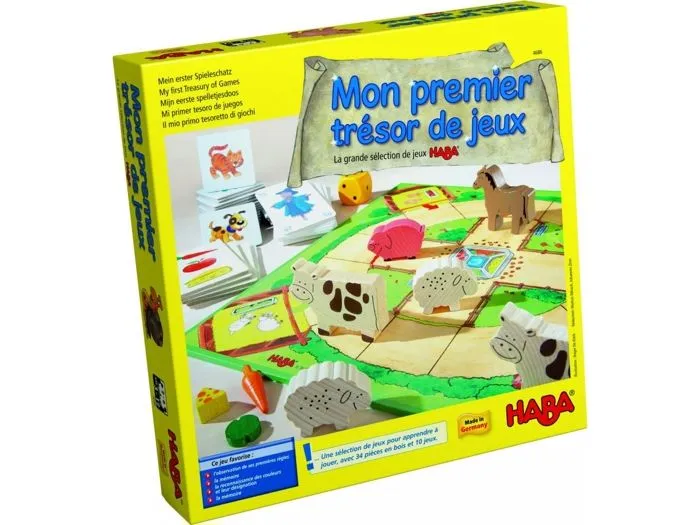 HABA - Mon premier trésor de jeux - 10 jeux en un avec pièces en bois , 4686-1