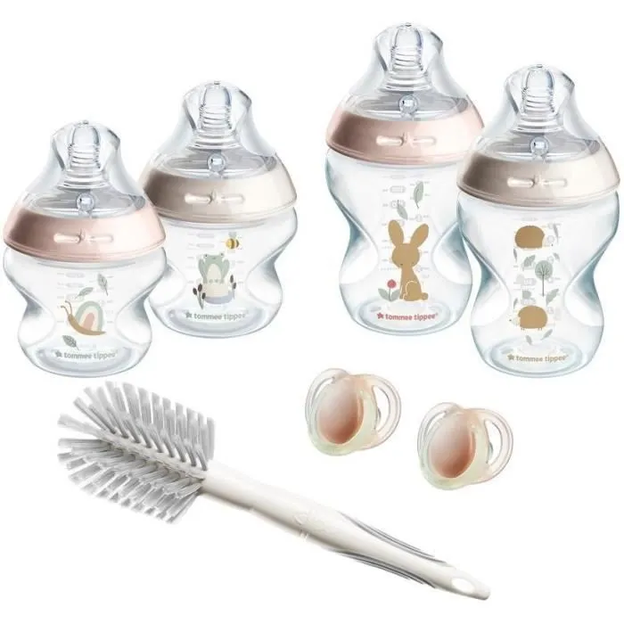 Tommee Tippee - Biberons Coffret Naissance Natural Start, Anti-Colique, Auto-stérilisant, Rose-0