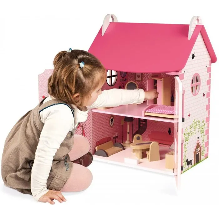 Maison de poupées Mademoiselle - JANOD - Bois - 3 étages - Accessoires en bois-5