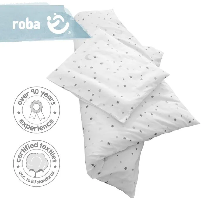 ROBA Parure de lit Bébé "Sternenzauber grau" - Housse de Couette 80x80 cm + Taie 40x35 cm-2