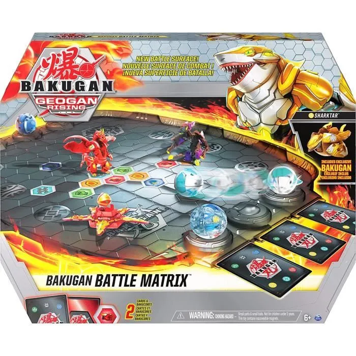 BAKUGAN - ARENE COMBAT BATTLE MATRIX SAISON 3 - 6060362 - Plateau de Jeu Luxe Sharktar doré Exclusif Avec Billes Bakugan et cartes-0