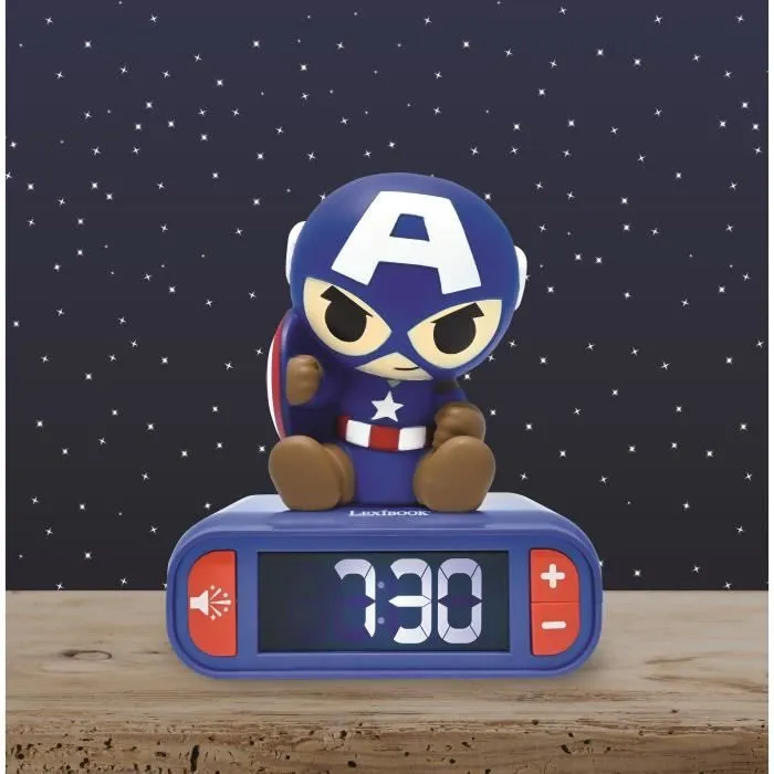 Réveil veilleuse digital LEXIBOOK - Captain America - 3D lumineux et sonore - Enfant-3