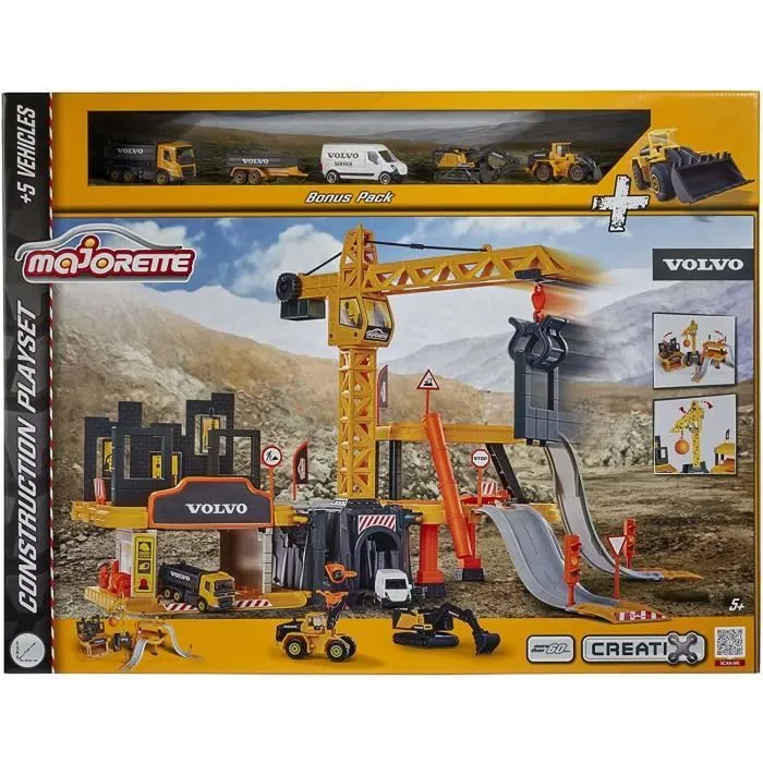 Majorette Volvo Construction Crane Set + 5 véhicules-3