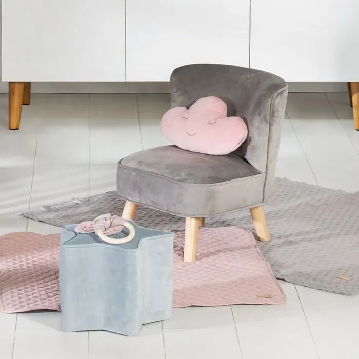ROBA Fauteuil Enfant en Velours Lil Sofa - Style Scandinave - Pieds en Bois Massif - Gris-5