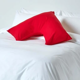 Taie d'oreiller spécial oreiller cervical en coton égyptien 200 fils Forme V rouge-1