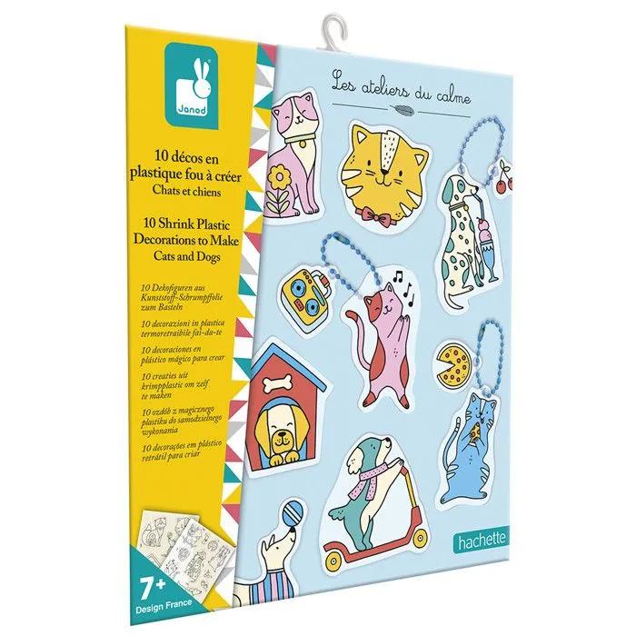 Coffret 10 Décos en Plastique Fou Chats & Chiens à Créer - DIY - Kit Loisir Créatif Enfant - Dès 6 Ans-0