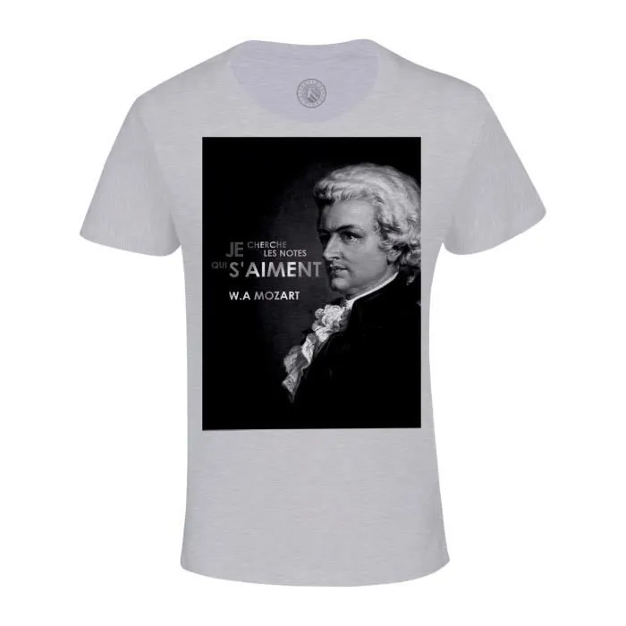 T-shirt Enfant Gris Je Cherche Les Notes Qui S'aiment Mozart Citation Musique-0