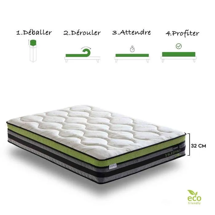 Matelas Duo Confort 140x190 Sampur | Soutien Souple & Ferme | Épaisseur 32cm | 2 Types de Ressorts Ensachés | Couchage Indépendant-4