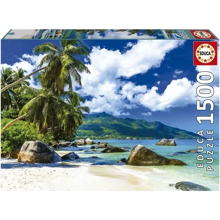 Puzzle SEYCHELLES de 1500 pièces - EDUCA - Paysage et nature - Avec colle Fix Puzzle®-0