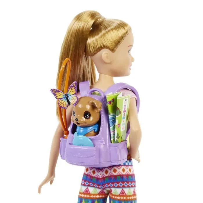 Barbie - Famille poupée mannequin Stacie camping - Avec mini-figurine chiot-3