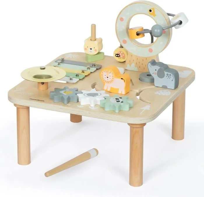 Table d'Activité Multifonction Bébé Mamabrum, Jouet d'activité musical, Boucle Motrice, engrenage, animaux, Puzzle, Jouet Sensorial-0