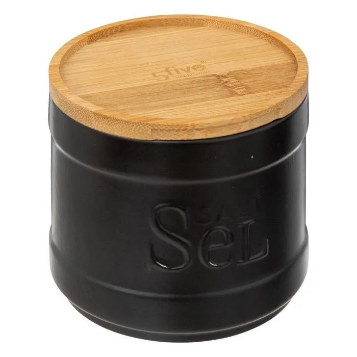 Boîte à sel - FIVE - Natureo - Céramique noire - 10,7 cm - Unitaire-0