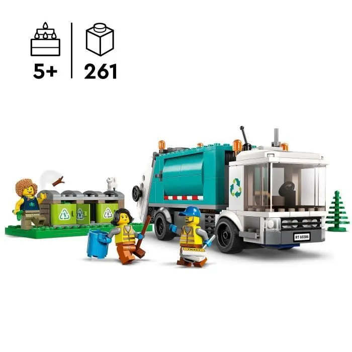 LEGO® City 60386 Le Camion de Recyclage, Jouet Camion-Poubelle, Jeu Éducatif Enfants 5 Ans-2