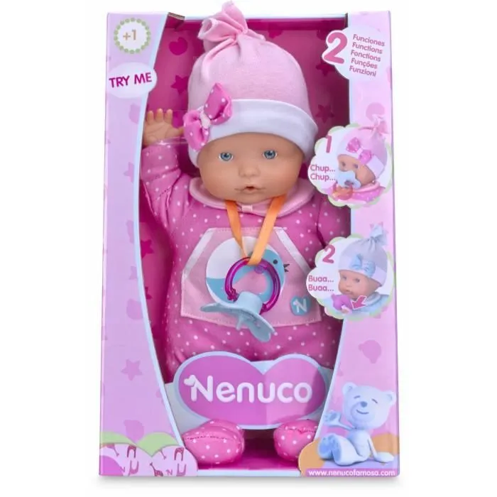 Poupon NENUCO SOFT 2 Fonctions - Corps souple 30cm - Rose-3
