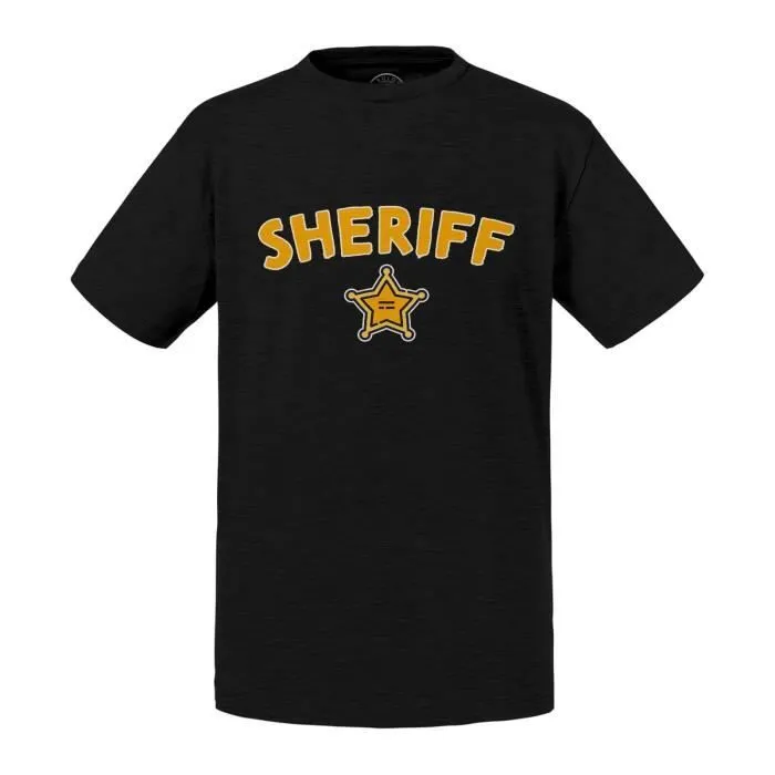 T-shirt Enfant Noir Sheriff Etoile Police Far West BD-0