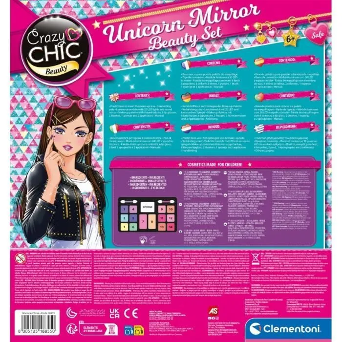 CLEMENTONI - Miroir de maquillage licorne - Anneau lumineux - Maquillage et accesoires cheveux et ongles - Dès 7ans-3