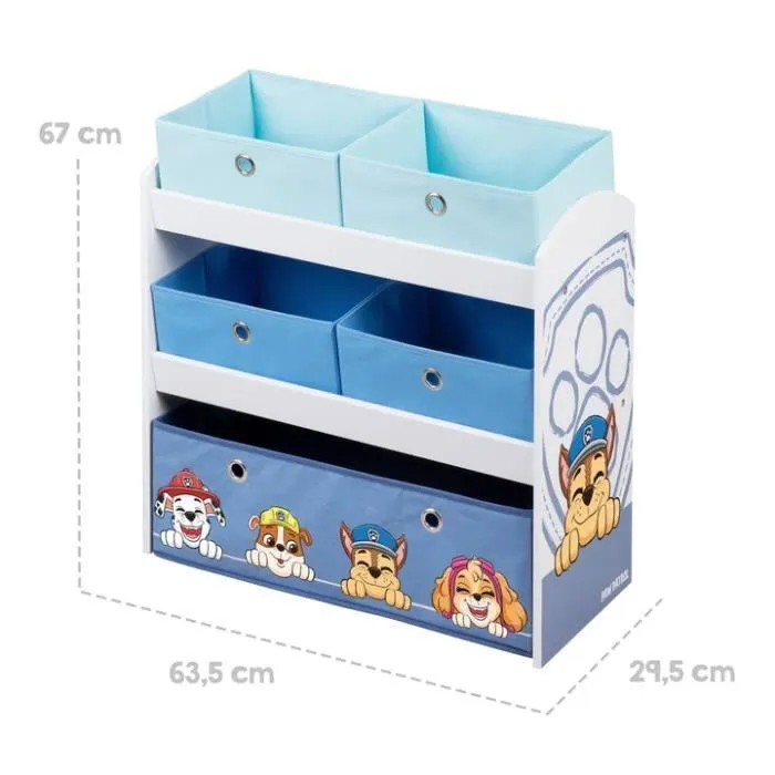 Étagère de Rangement pour Jouets - ROBA - Pat Patrouille - Boîtes en Tissu - Bleu / Blanc-2