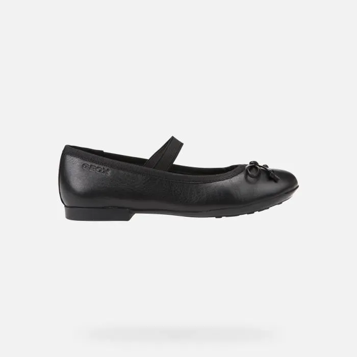 Ballerines enfant Geox JR PLIE en cuir noir - respirantes et confortables-1