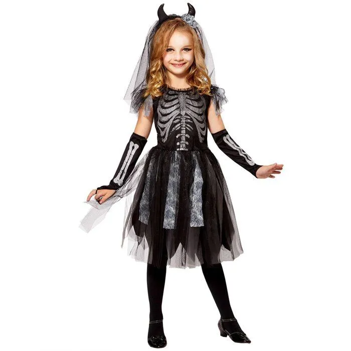 Déguisement - Squelette Pailleté - Fille - Noir - WIDMANN - 9-10 ans (129 à 140 cm)-0