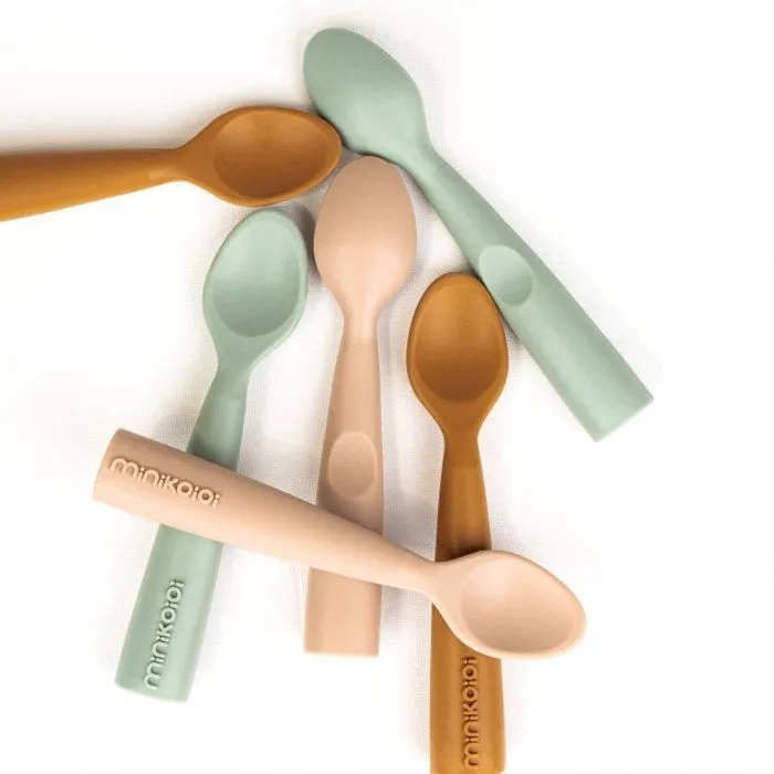 Couverts pour bébé en silicone - SEVIRA KIDS - Caramel - Dès la naissance - Motricité fine - Autonomie-1