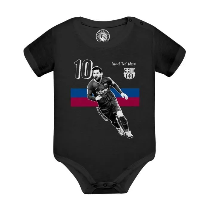 Body Bébé Manche Courte Noir Lionel Messi Vintage Footballeur Foot Star-0