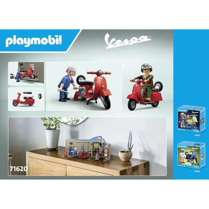PLAYMOBIL 71620 Vespa Garage, Style rétro, années 60, 88 pièces, Adulte, Classic cars-8