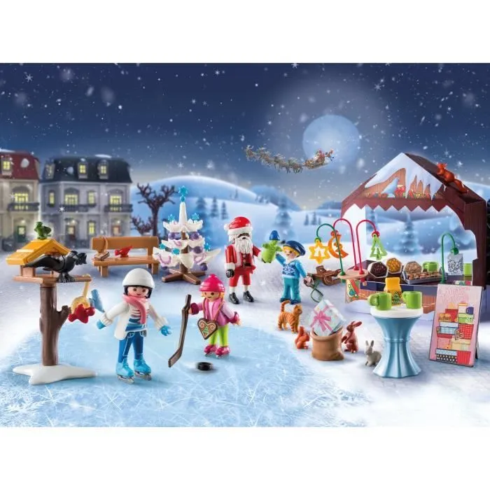 PLAYMOBIL 71472 Calendrier de l'Avent Marché de Noël, 24 surprises, 84 pièces, Dès 4 ans-1
