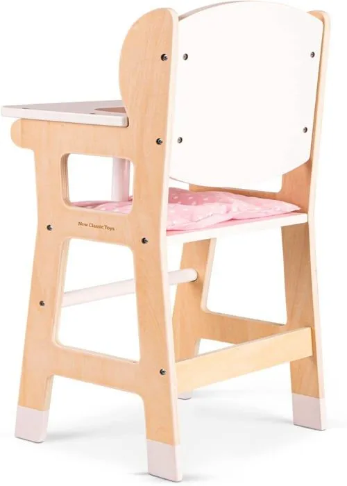 Chaise de poupée en bois NEW CLASSIC TOYS avec coussin - Blanc / Bois / Rose-2