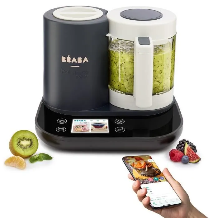 BEABA Babycook smart - connecté - bol en verre 1250 ml - gris anthracite-0