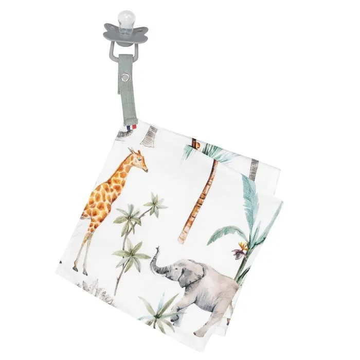 Doudou lange attache tétine en coton Safari TU Multicolore-0