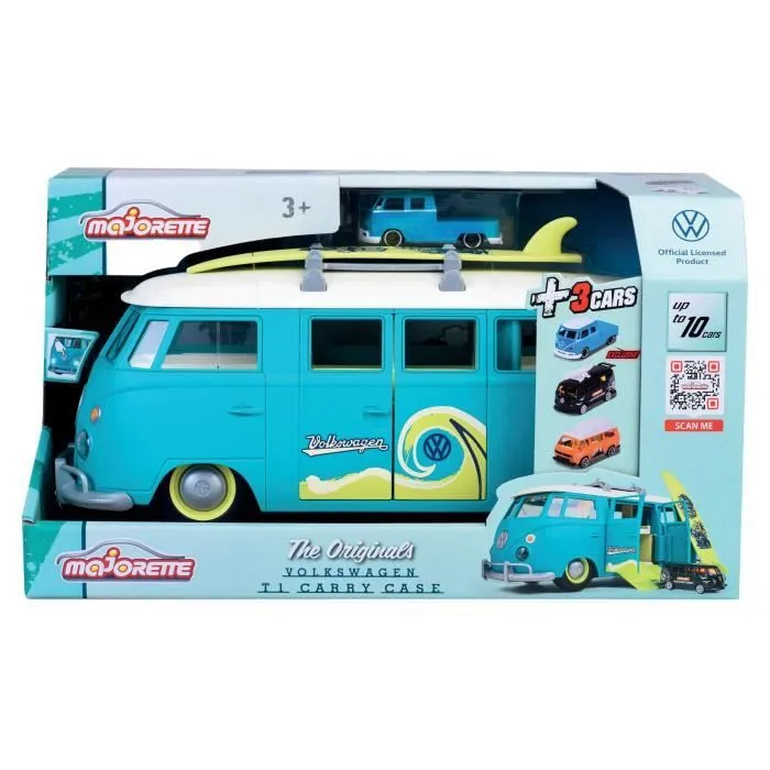 Véhicule miniature - MAJORETTE - Volkswagen T1 35cm - Pack avec 3 véhicules 1/64ème - Bleu-0