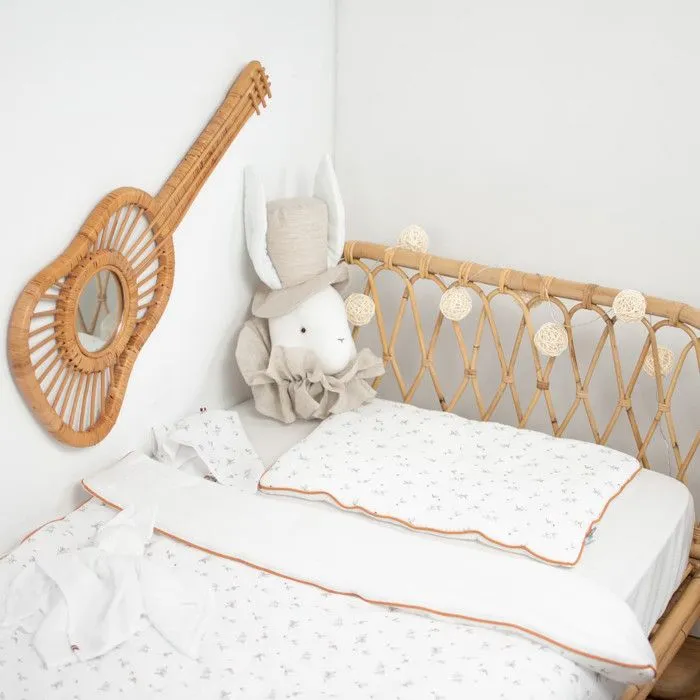 Couette et oreiller prêt à dormir gaze de coton Melody 140 x 100 cm Blanc-1