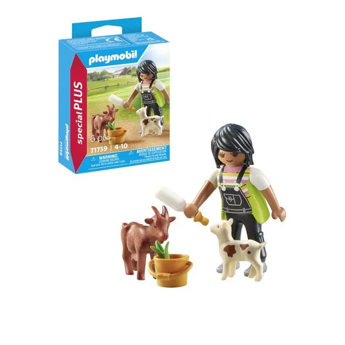 Figurine Playmobil - PLAYMOBIL - PLL71759 - Fermière Chèvre - Chèvreau - Playmobil Country-2